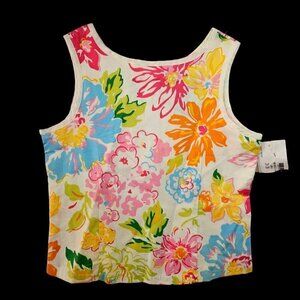 Ralph Lauren Little Girl Floral Sleeveless Cotton Top Sz 4 Pearl Btns Multi NWT